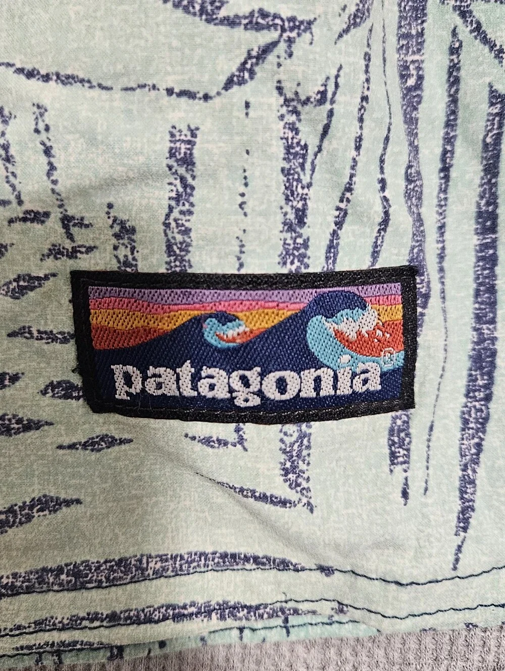 Patagonia Men's Mint Green Patterned Swim Trunks Size 30